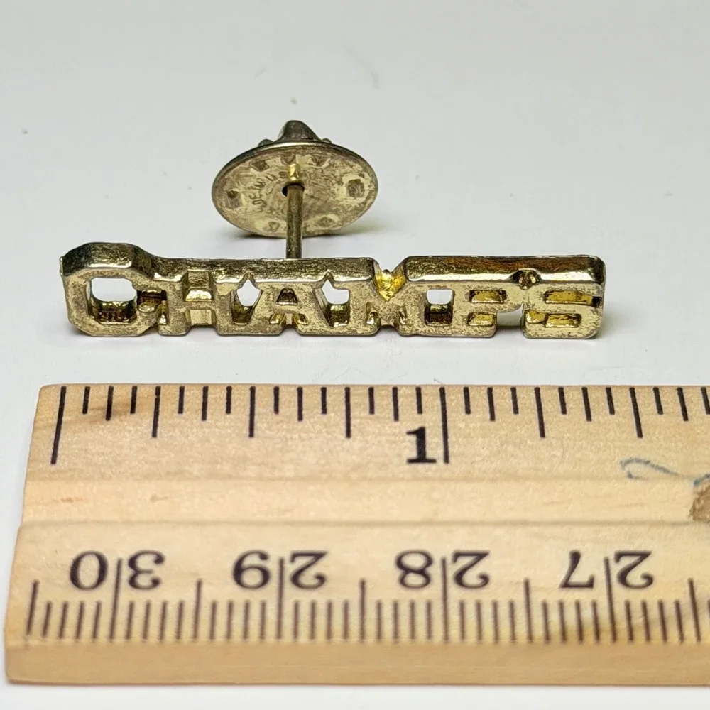 Vintage Champs Sports‎ Logo Pin Gold Tone Athletic Collectible Lapel Hat Pin